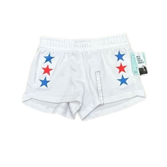 DSG Youth Girls' Fleece Shorts Pure White Star Stripe, Size YL, NWT - Picture 3 of 11